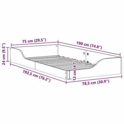 Bedframe Bruin 75 x 190 cm Massief grenenhout