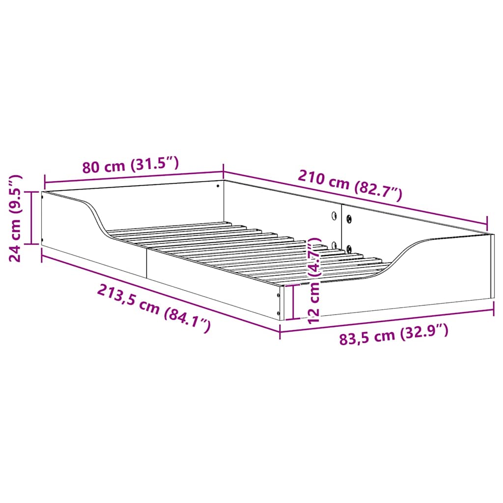 Bedframe Bruin 80 x 210 cm Massief grenenhout