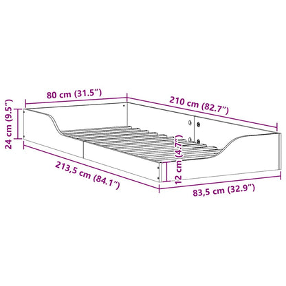 Bedframe Bruin 80 x 210 cm Massief grenenhout