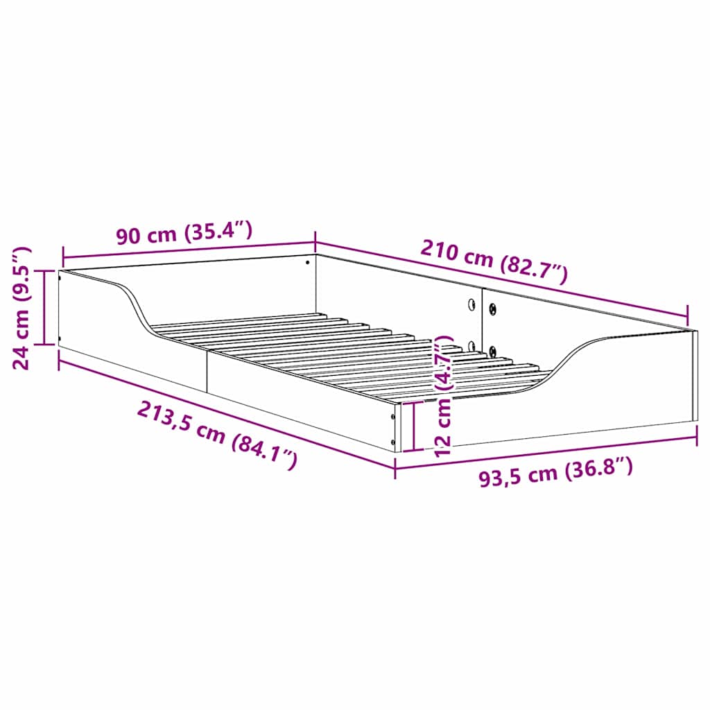 Bedframe Bruin 90 x 210 cm Massief grenenhout
