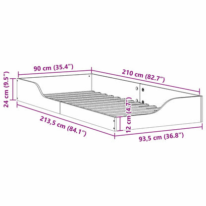 Bedframe Wasbruin 90 x 210 cm Massief grenenhout