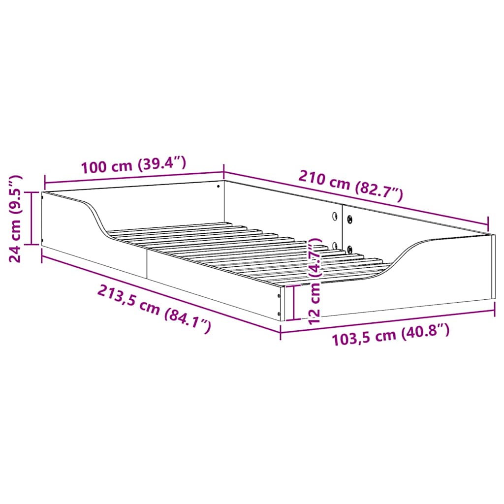 Bedframe Bruin 100 x 210 cm Massief grenenhout