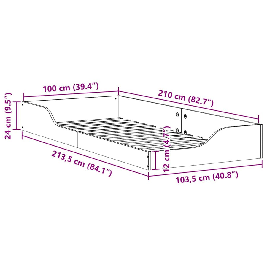 Bedframe Wasbruin 100 x 210 cm Massief grenenhout
