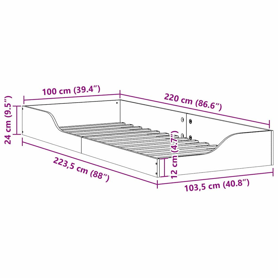 Bedframe Wit 100 x 220 cm Massief grenenhout
