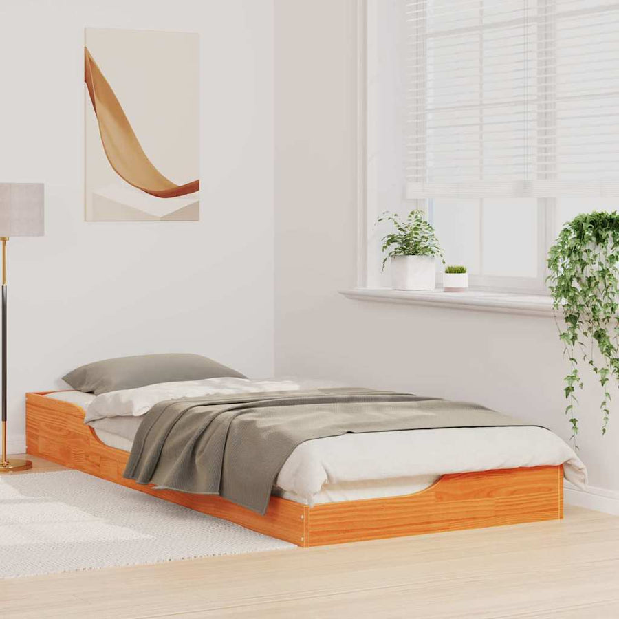 Bedframe Wasbruin 100 x 220 cm Massief grenenhout