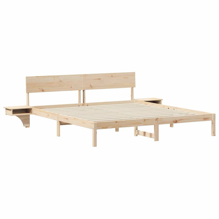 Bedframe met nachttafels Bruin 180 x 200 cm Massief grenenhout