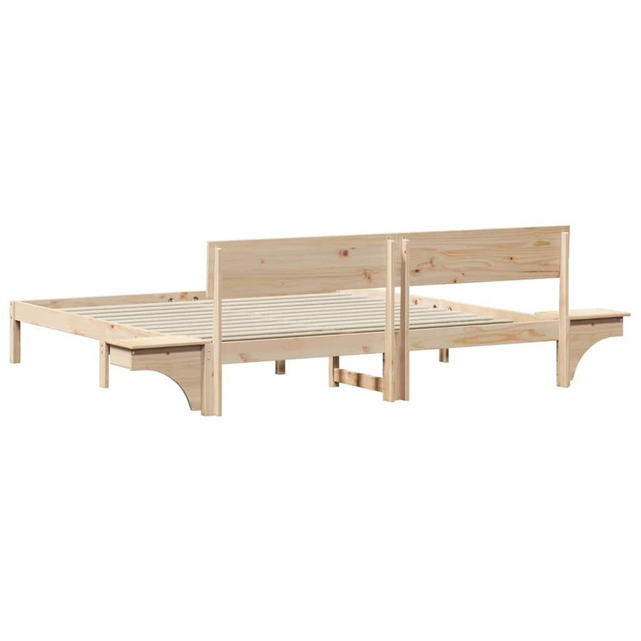 Bedframe met nachttafels Bruin 180 x 200 cm Massief grenenhout