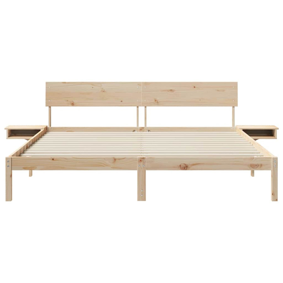 Bedframe met nachttafels Bruin 180 x 200 cm Massief grenenhout