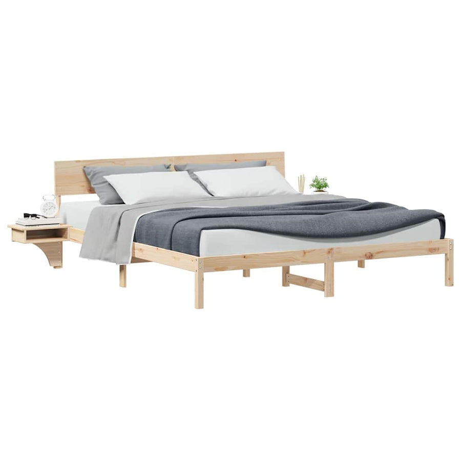 Bedframe met nachttafels Bruin 180 x 200 cm Massief grenenhout