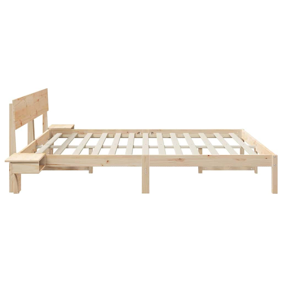 Bedframe met nachttafels Bruin 180 x 200 cm Massief grenenhout
