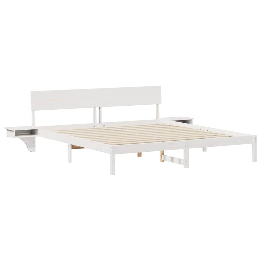 Bedframe met nachttafels Wit 180 x 200 cm Massief grenenhout