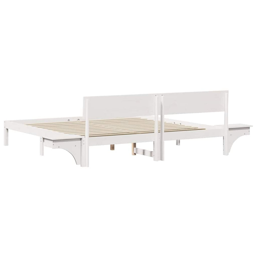Bedframe met nachttafels Wit 180 x 200 cm Massief grenenhout