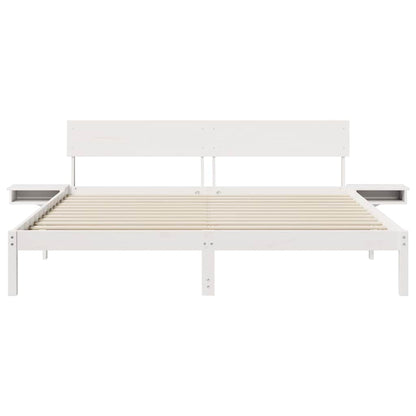 Bedframe met nachttafels Wit 180 x 200 cm Massief grenenhout