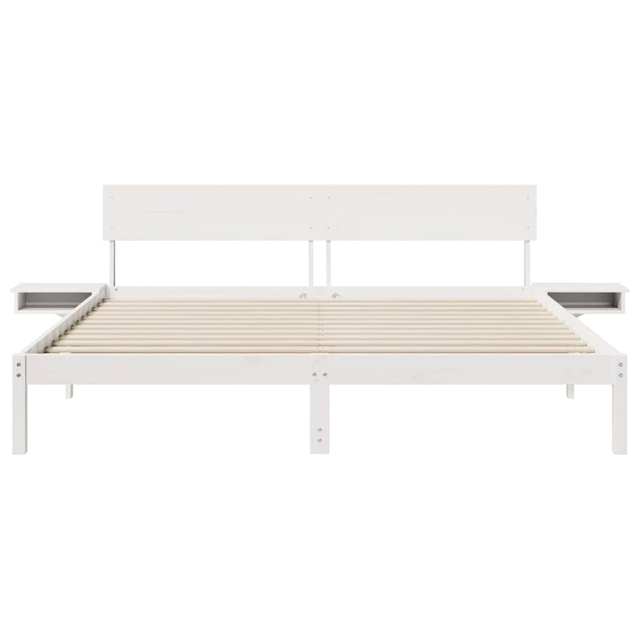 Bedframe met nachttafels Wit 180 x 200 cm Massief grenenhout