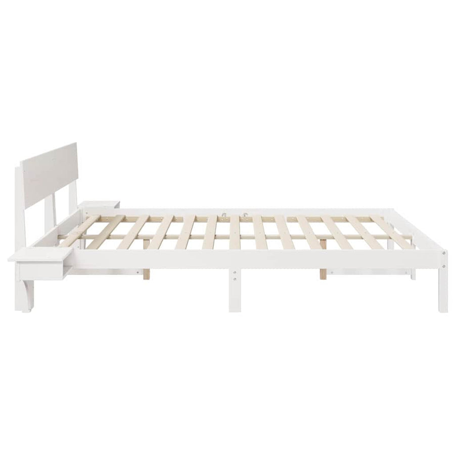 Bedframe met nachttafels Wit 180 x 200 cm Massief grenenhout