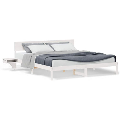 Bedframe met nachttafels Wit 180 x 200 cm Massief grenenhout