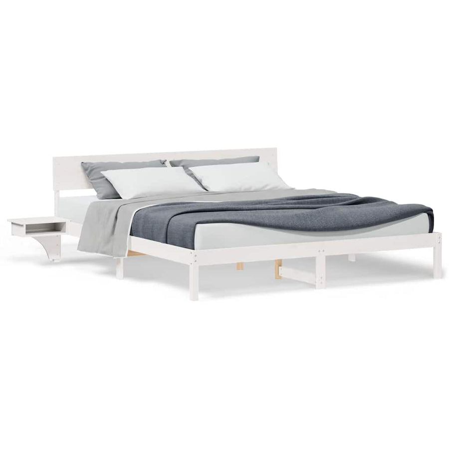 Bedframe met nachttafels Wit 180 x 200 cm Massief grenenhout