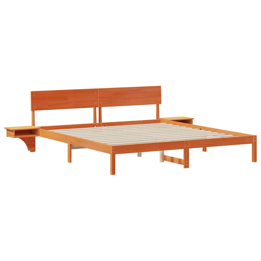 Bedframe met nachttafels met hoofdeinde Wasbruin 180 x 200 cm
