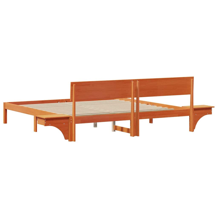 Bedframe met nachttafels met hoofdeinde Wasbruin 180 x 200 cm