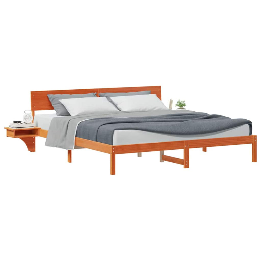 Bedframe met nachttafels met hoofdeinde Wasbruin 180 x 200 cm