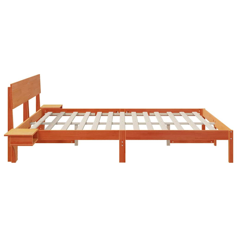 Bedframe met nachttafels met hoofdeinde Wasbruin 180 x 200 cm