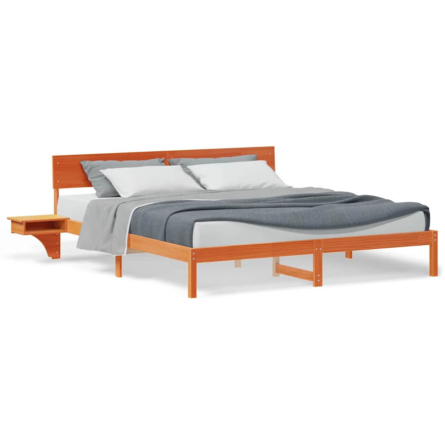 Bedframe met nachttafels met hoofdeinde Wasbruin 180 x 200 cm