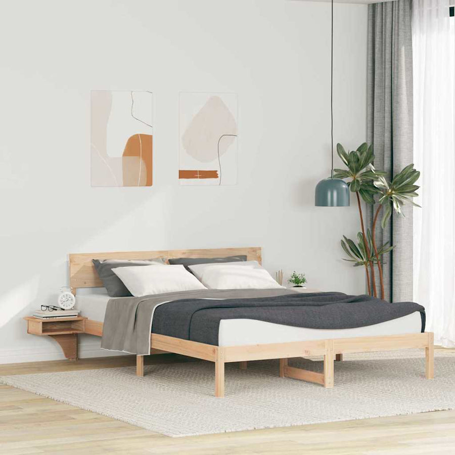 Bedframe met nachttafels Bruin 160 x 200 cm Massief grenenhout