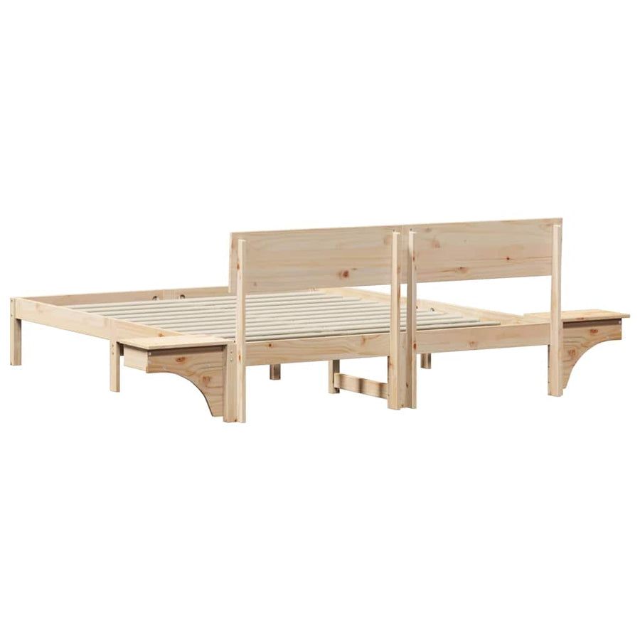 Bedframe met nachttafels Bruin 160 x 200 cm Massief grenenhout