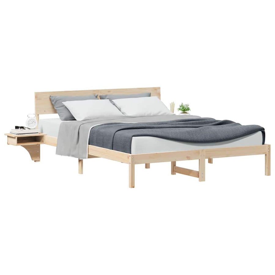 Bedframe met nachttafels Bruin 160 x 200 cm Massief grenenhout