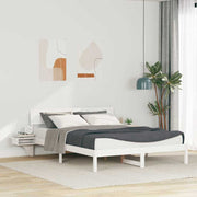 Bedframe 160x200 cm massief grenenhout wit met nachttafels