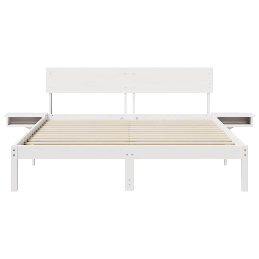 Bedframe met nachttafels Wit 160 x 200 cm Massief grenenhout