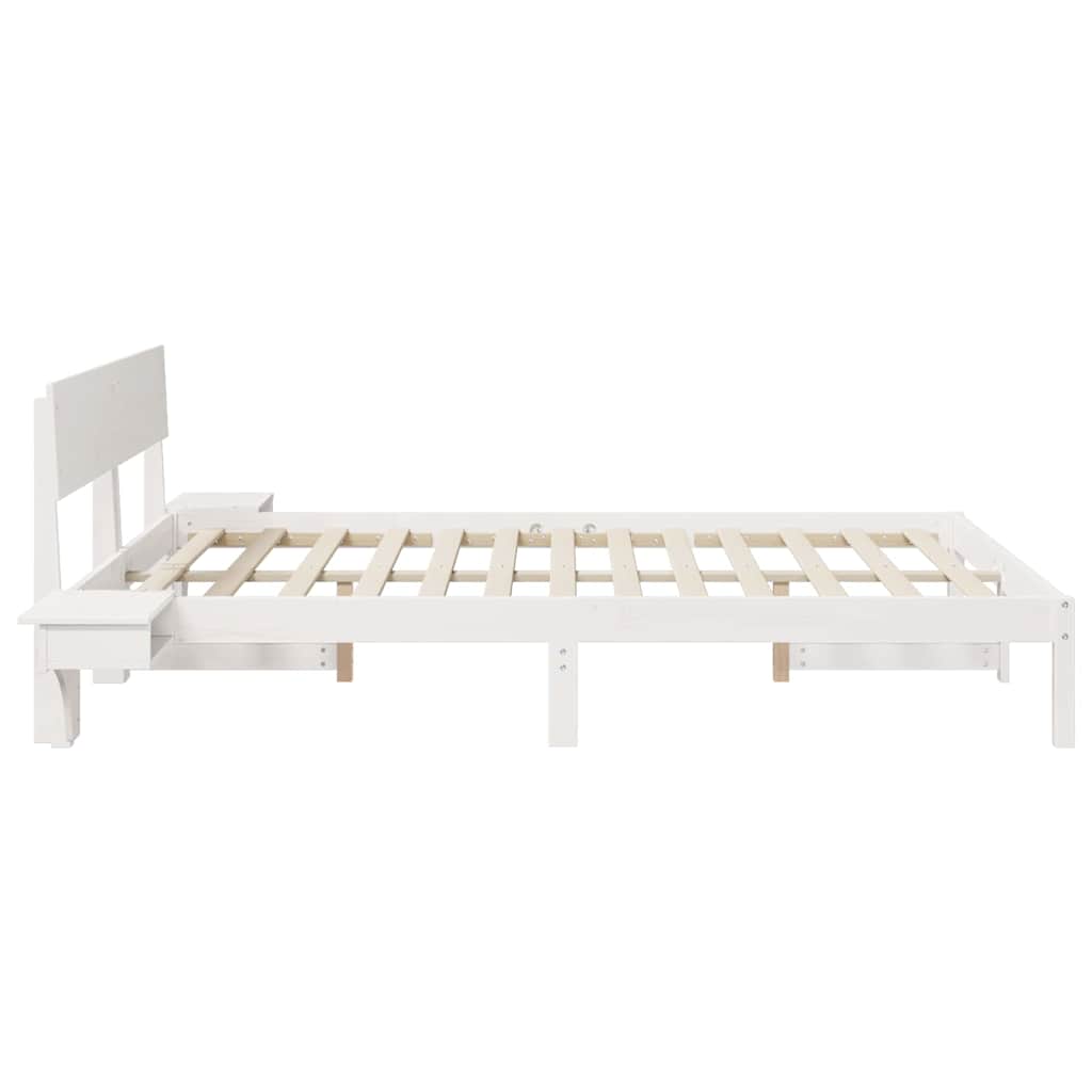 Bedframe met nachttafels Wit 160 x 200 cm Massief grenenhout