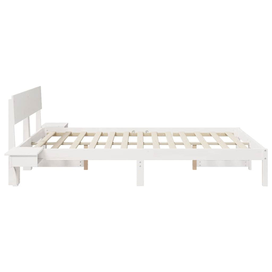 Bedframe met nachttafels Wit 160 x 200 cm Massief grenenhout