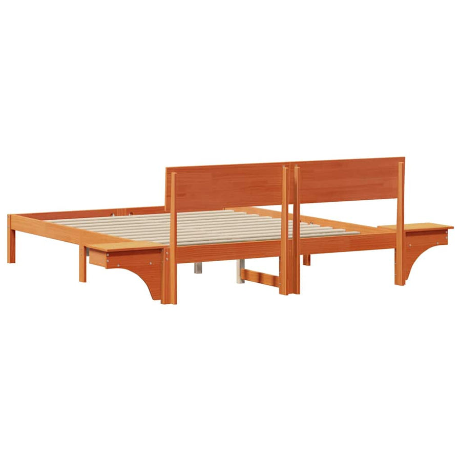 Bedframe met nachttafels met hoofdeinde Wasbruin 160 x 200 cm