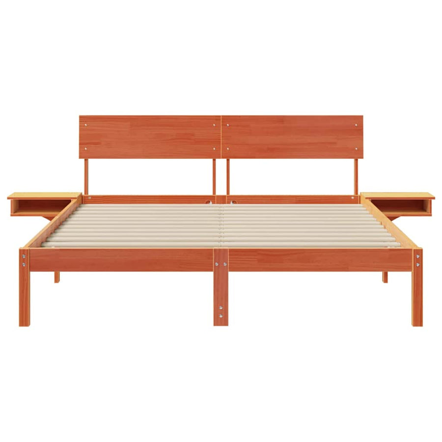 Bedframe met nachttafels met hoofdeinde Wasbruin 160 x 200 cm