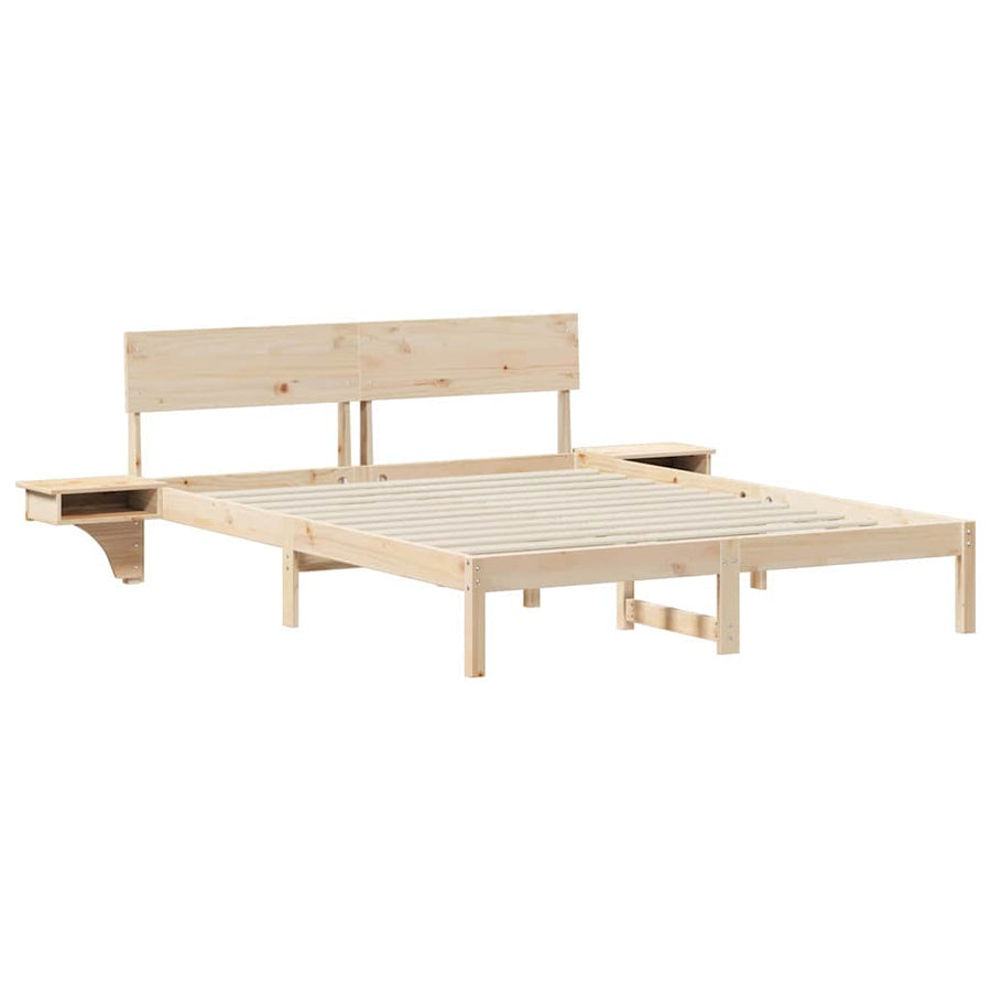 Bedframe met nachttafels Bruin 150 x 200 cm Massief grenenhout