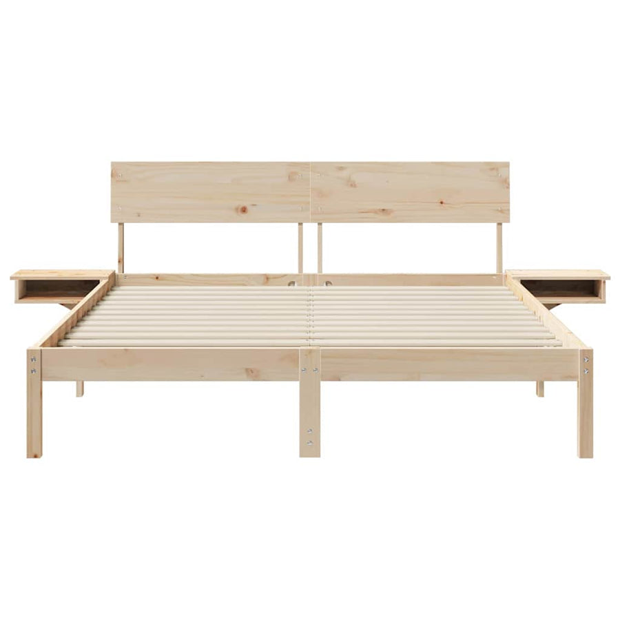 Bedframe met nachttafels Bruin 150 x 200 cm Massief grenenhout