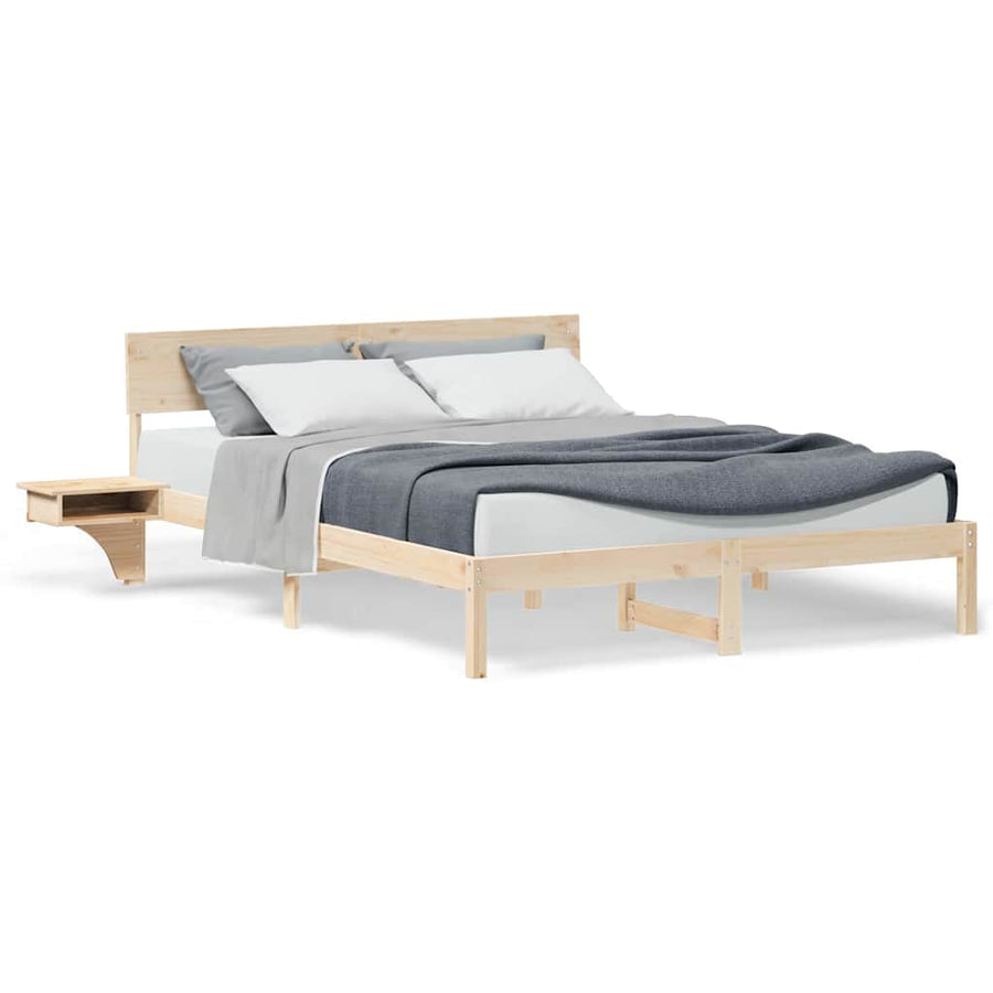 Bedframe met nachttafels Bruin 150 x 200 cm Massief grenenhout