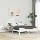 Bed frame with headboard White 150 x 200 cm Solid pine wood
