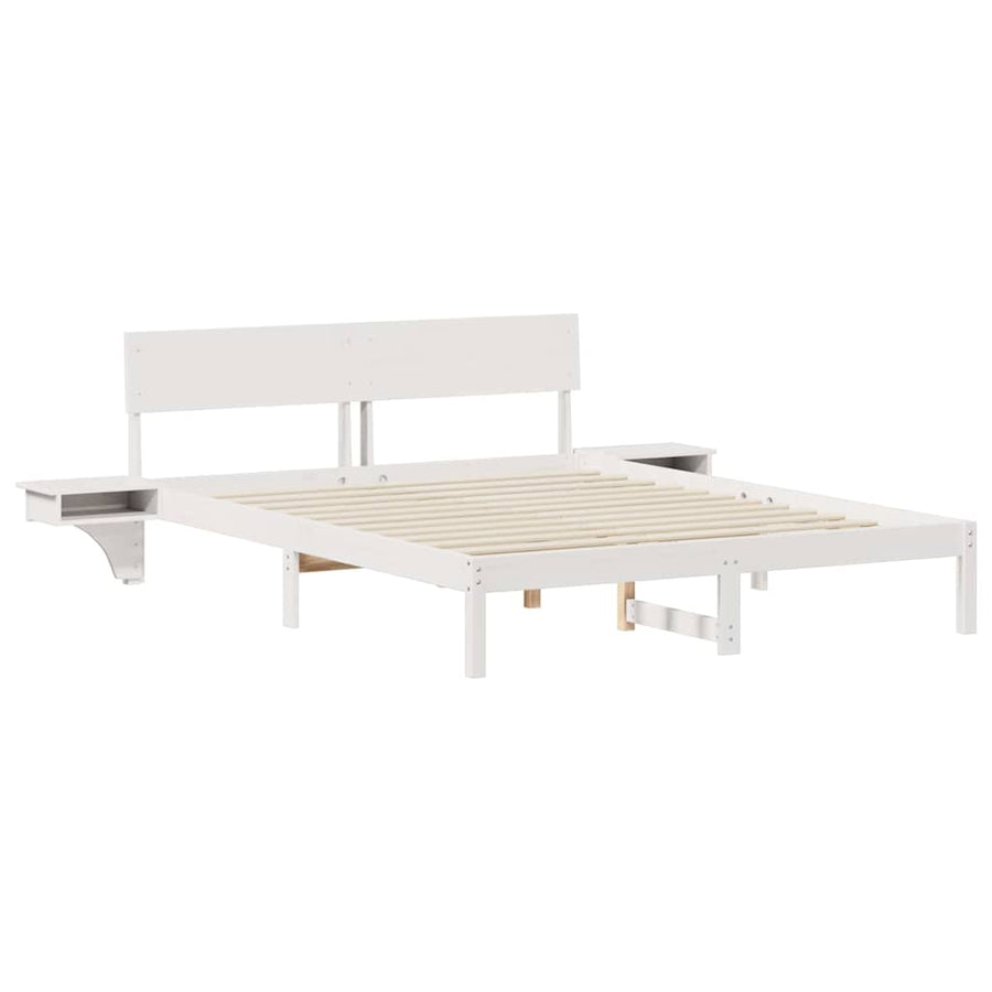 Bedframe met nachttafels Wit 150 x 200 cm Massief grenenhout