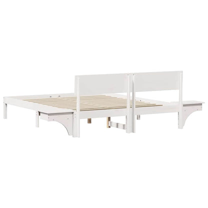 Bedframe met nachttafels Wit 150 x 200 cm Massief grenenhout