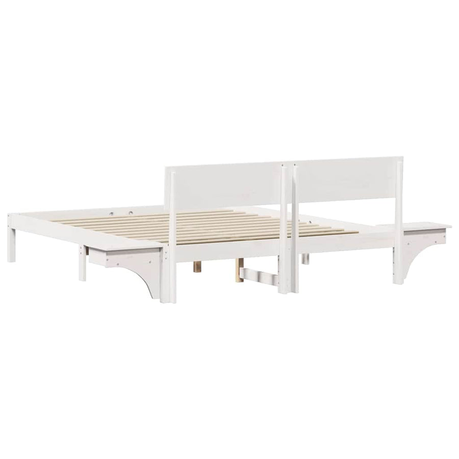 Bedframe met nachttafels Wit 150 x 200 cm Massief grenenhout