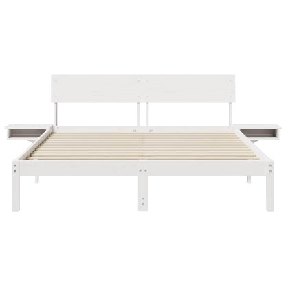 Bedframe met nachttafels Wit 150 x 200 cm Massief grenenhout