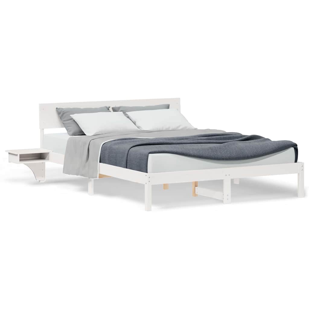 Bedframe met nachttafels Wit 150 x 200 cm Massief grenenhout