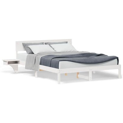 Bedframe met nachttafels Wit 150 x 200 cm Massief grenenhout