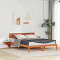 Bed Frame Washed Brown 150 x 200 cm Solid Pine Wood