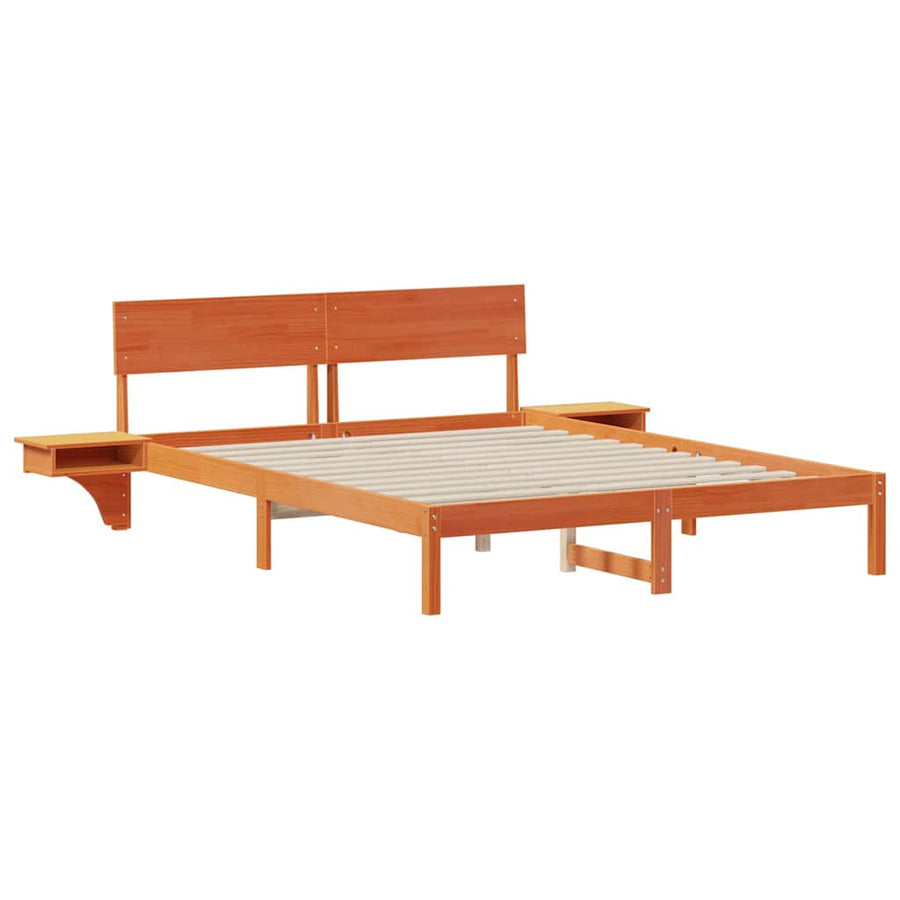 Bedframe met nachttafels met hoofdeinde Wasbruin 150 x 200 cm