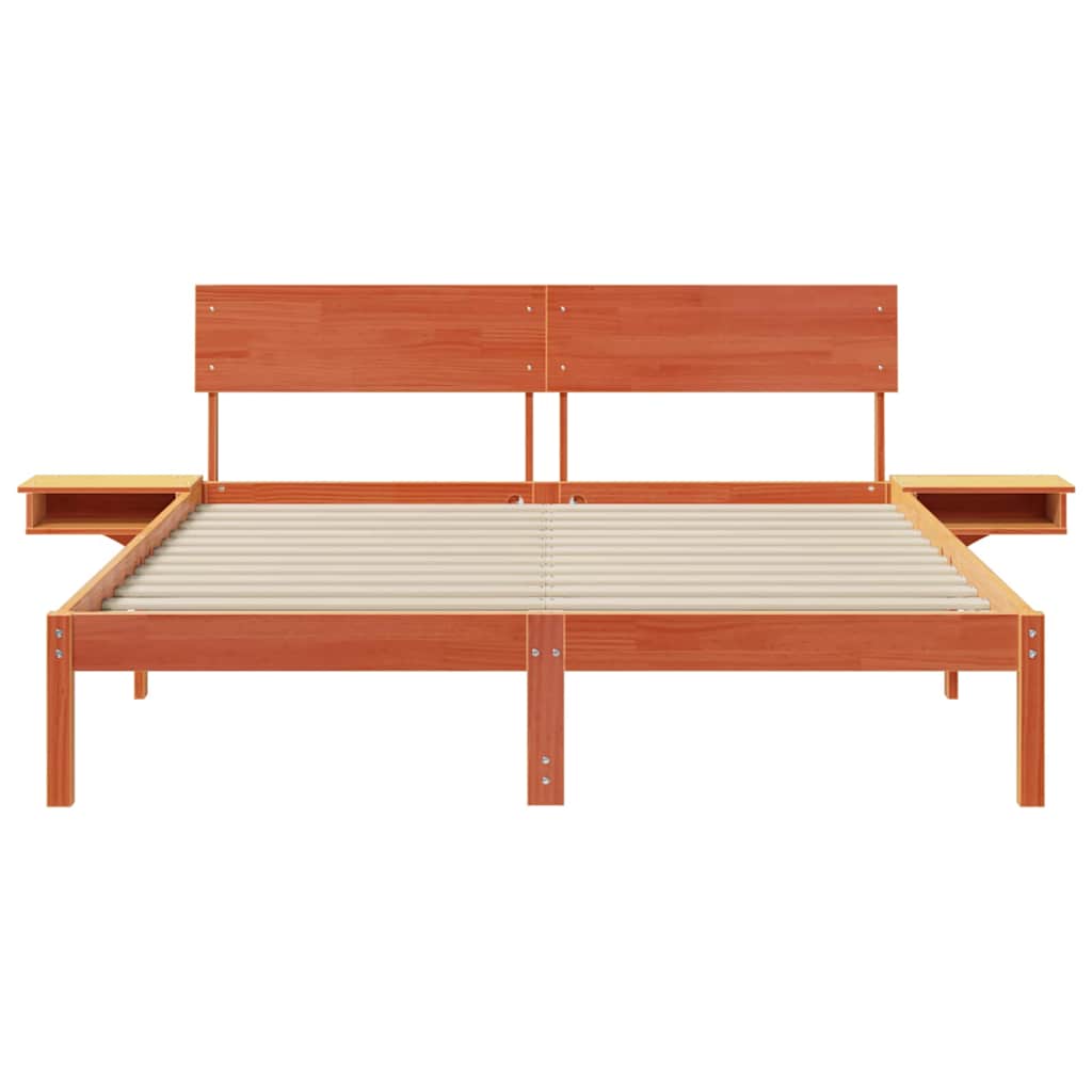 Bedframe met nachttafels met hoofdeinde Wasbruin 150 x 200 cm