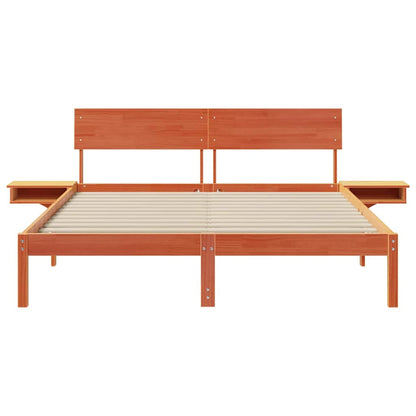 Bedframe met nachttafels met hoofdeinde Wasbruin 150 x 200 cm