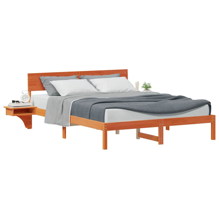 Bedframe met nachttafels met hoofdeinde Wasbruin 150 x 200 cm